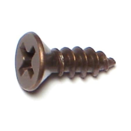 Midwest Fastener Wood Screw, #7, 1/2 in, Plain Brass Flat Head Phillips Drive, 40 PK 69884